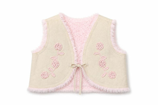 Front view of Mini Mode girls’ beige jacket, size 9-12, months