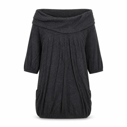 Front view of women’s grey jumper dress, size UK 10