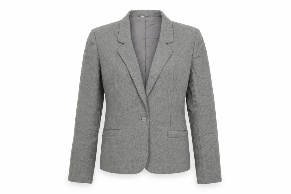 Front view of Marks & Spencer women’s grey jacket suit jacket, size UK 12