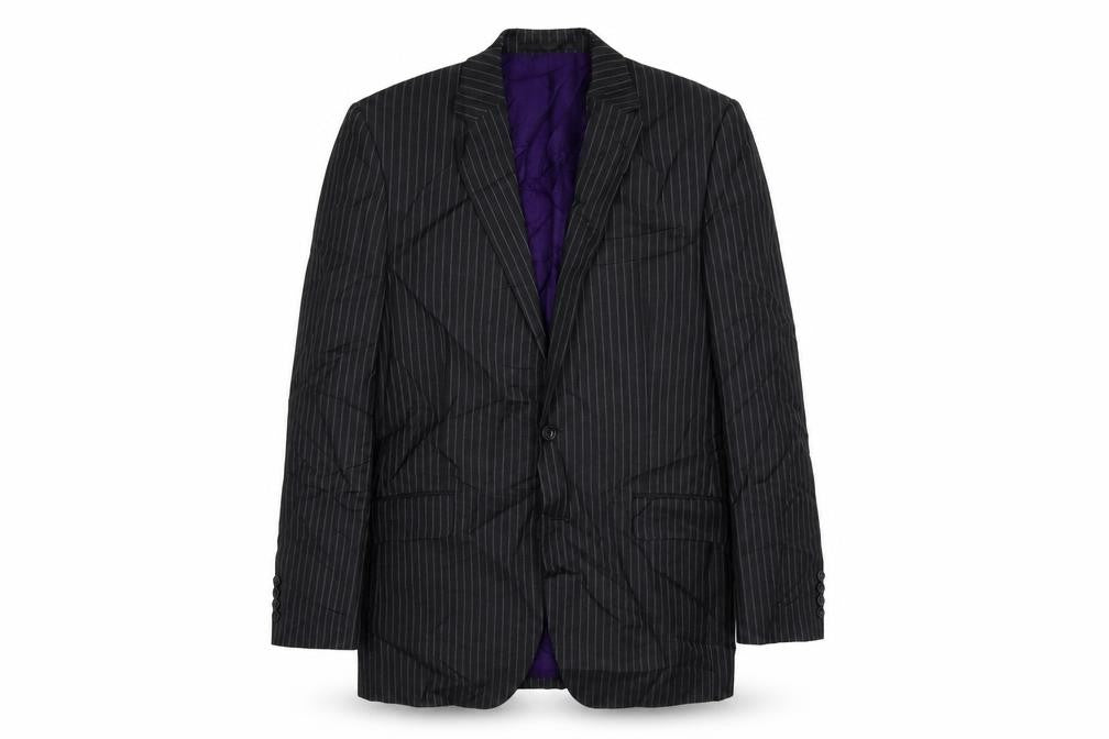 Front view of Marks & Spencer men’s black striped jacket suit jacket, size 40
