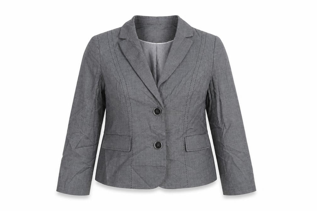 Front view of Debenhams women’s grey jacket suit jacket, size UK 14