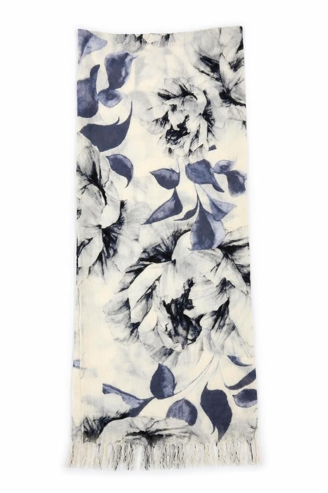 Front view of Preworn women’s beige floral shawl/wrap