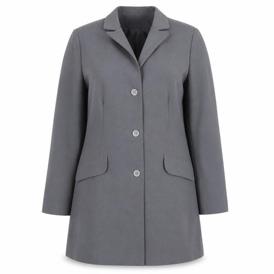 Front view of Ivory women’s grey overcoat blazer, size UK 14