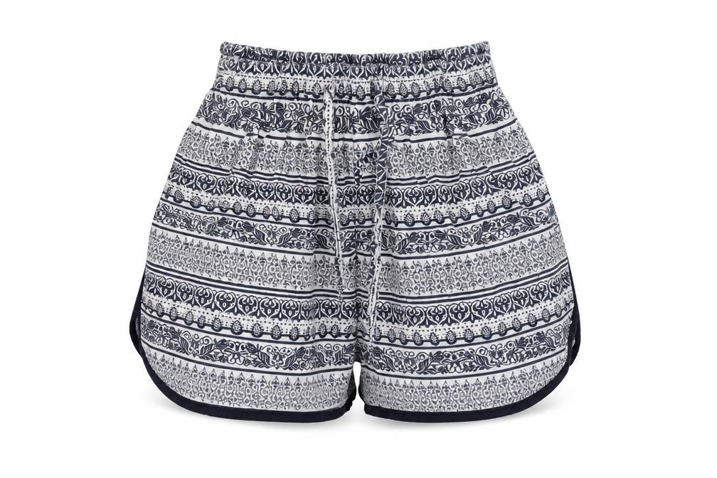 Front view of Atmosphere women’s blue floral culotte shorts, size UK 10