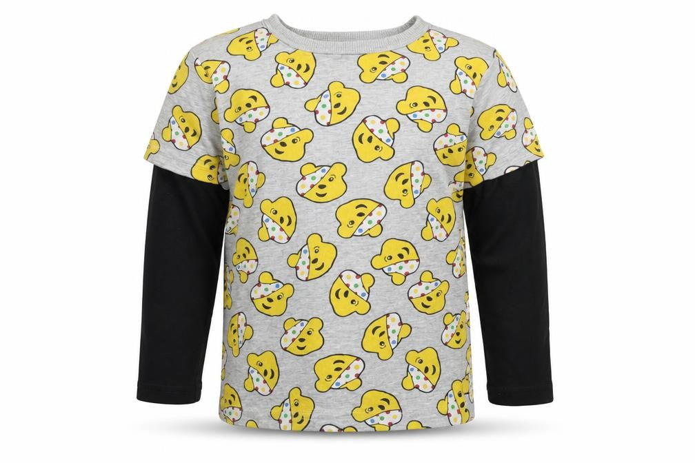 Front view of George boys’ black basic t-shirt, size 3-4, years - bears
