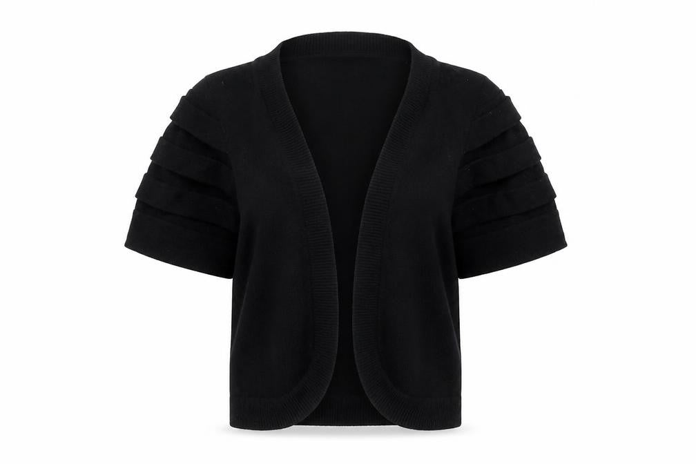 Front view of Papaya women’s black cardigan jumper, size UK 10