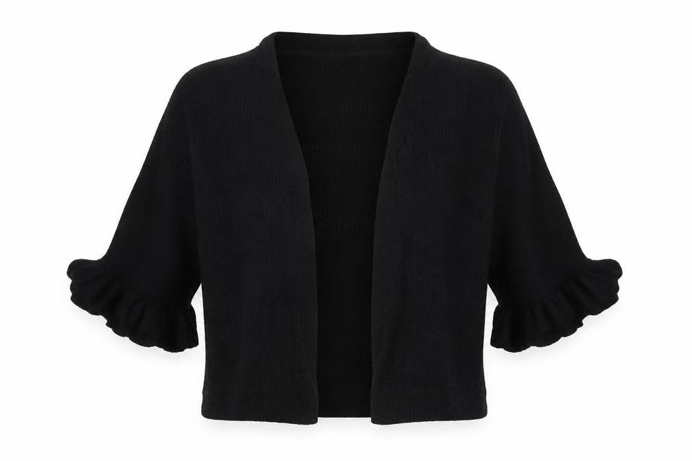 Front view of Papaya women’s black cardigan jumper, size S
