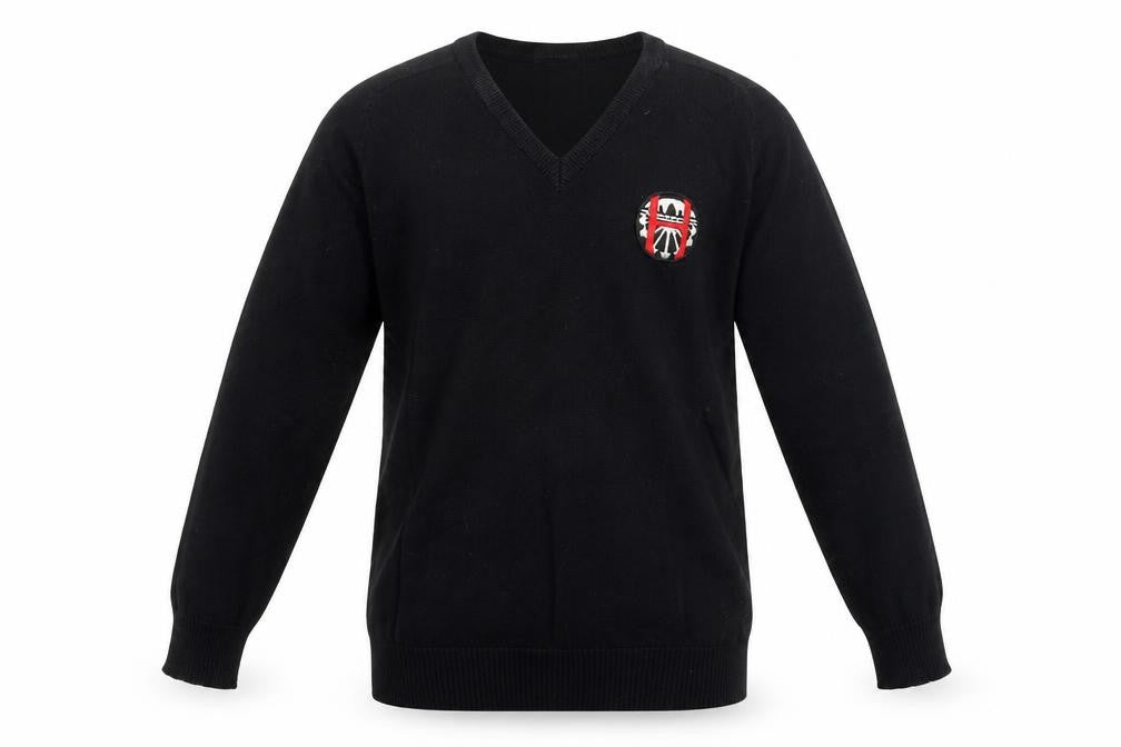 Front view of Trutex boys’ black jumper, size 11-12, years