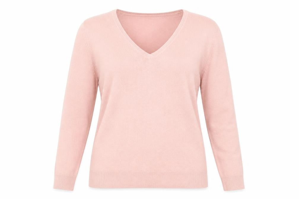 Front view of Marks & Spencer women’s pink jumper, size UK 8