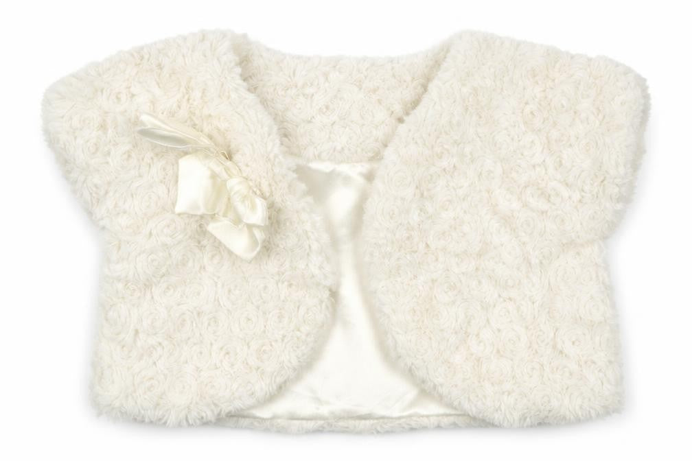 Front view of Young Dimension girls’ white vest jumper, size 2-3, years
