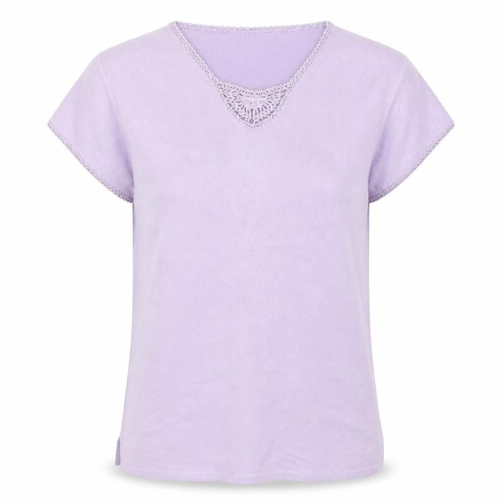 Front view of Fay Louise women’s purple basic blouse, size L