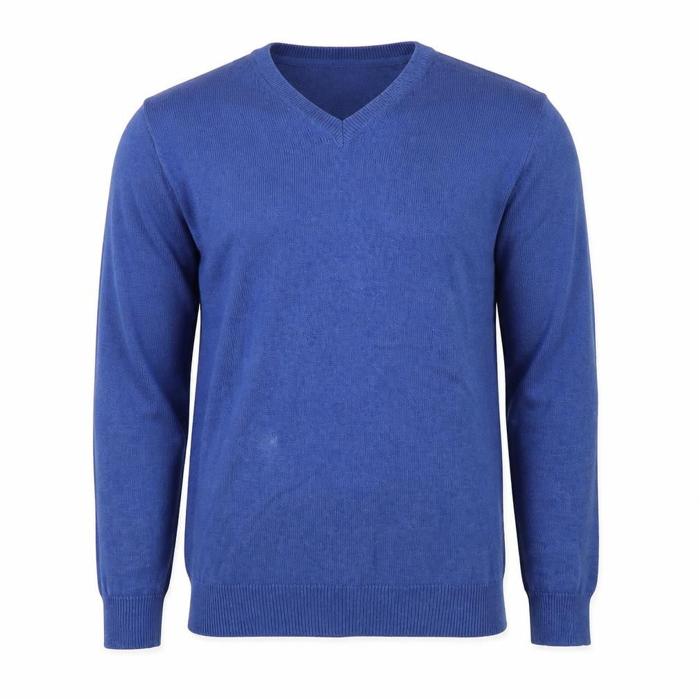 Front view of Marks & Spencer men’s blue jumper, size S