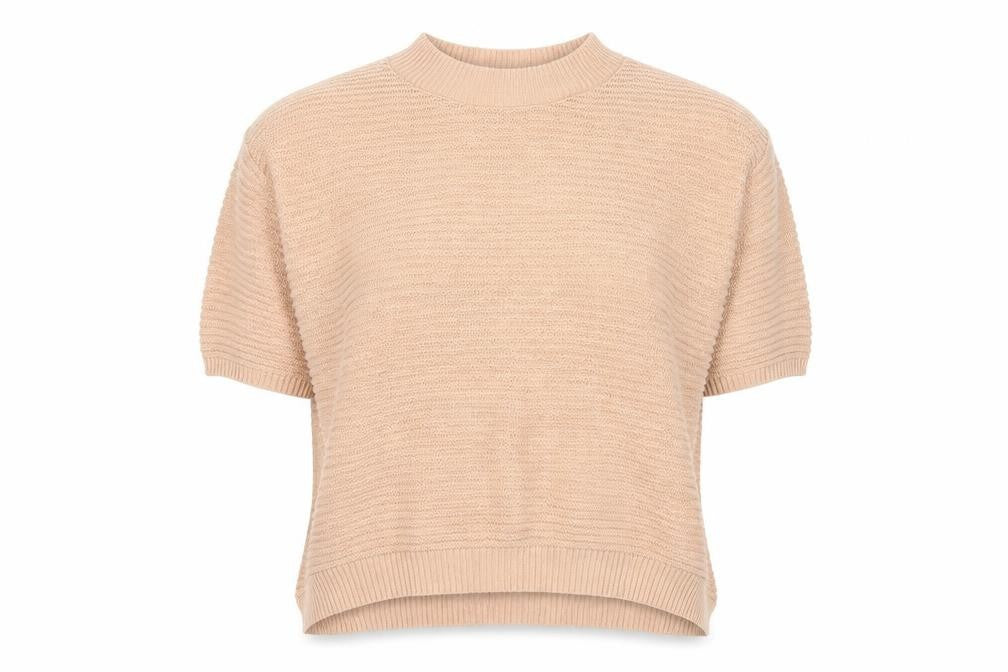 Front view of Preworn women’s pink striped jumper, size S