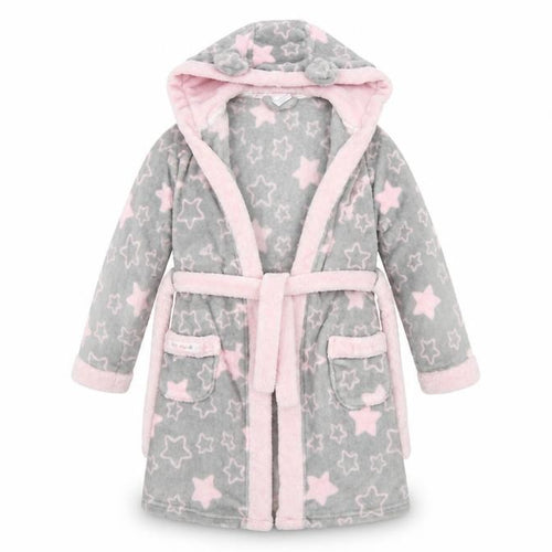 Preworn Girls Grey Geometric   Robe Size 10 Years