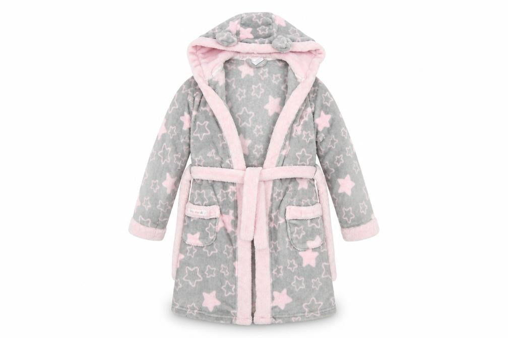 Preworn Girls Grey Geometric   Robe Size 10 Years