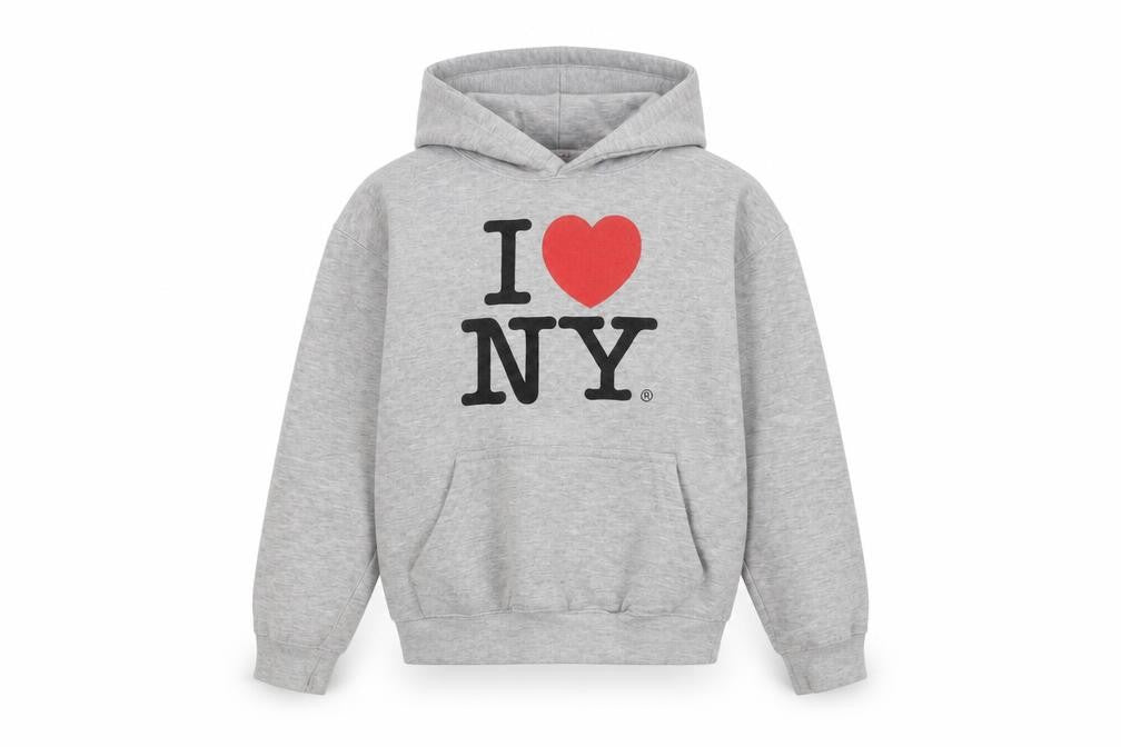 Front view of Preworn girls’ grey pullover hoodie, size L