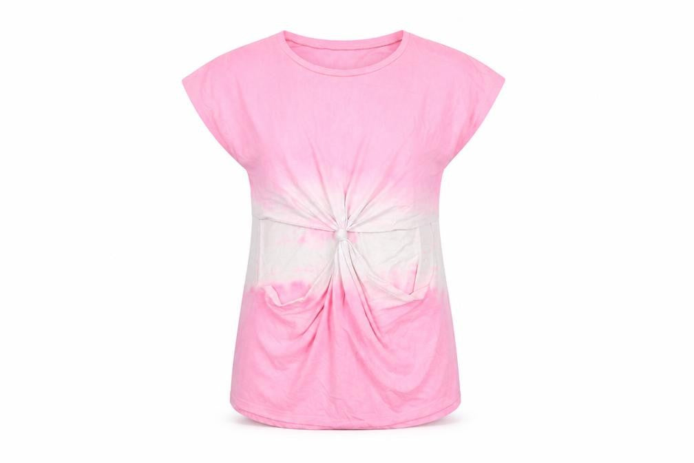 Front view of Topshop women’s pink basic t-shirt, size UK 6