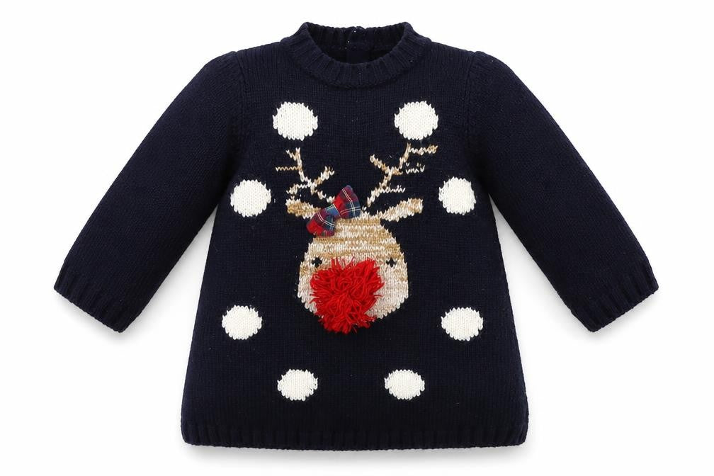 Front view of Next Baby Blue jumper, size 3-6, Months - christmas