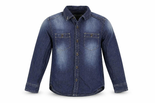 Front view of Next boys’ blue denim jacket, size 6, years