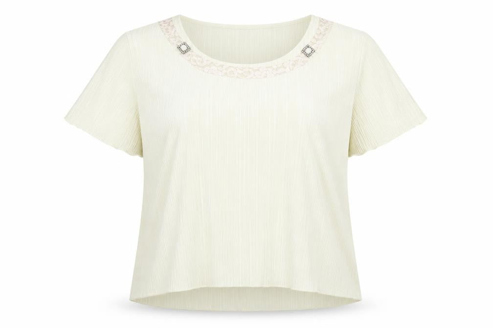 Front view of Forever women’s ivory basic blouse, size 2XL