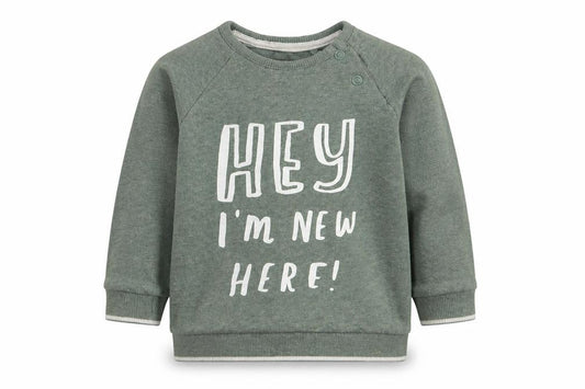 Front view of George boys’ green pullover t-shirt, size 12-18, months - hey i am new here