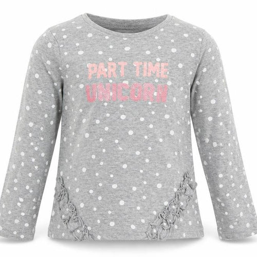Ka Girls Grey Polka Dot  Basic T-Shirt Size 6-7 Years  - Part Time Unicorn