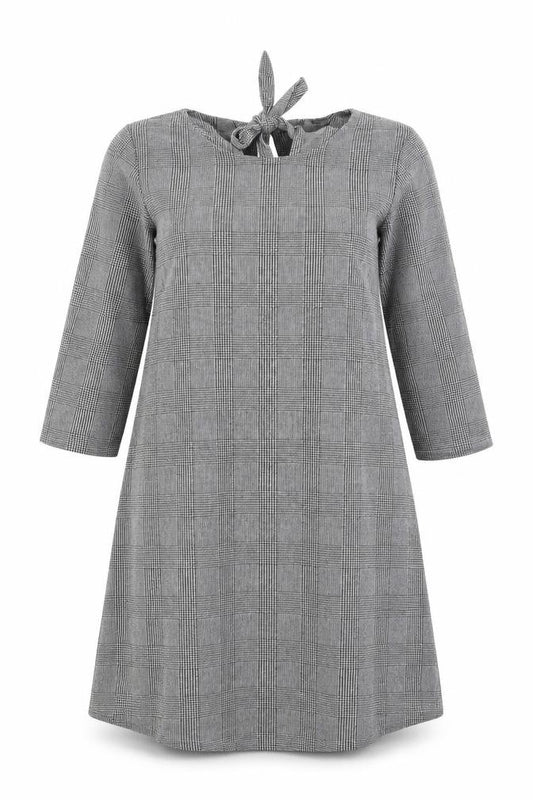 Front view of George women’s grey check a-line, size UK 14