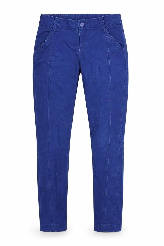 Front view of New Look women’s blue trousers, size UK 10, 29-inch leg