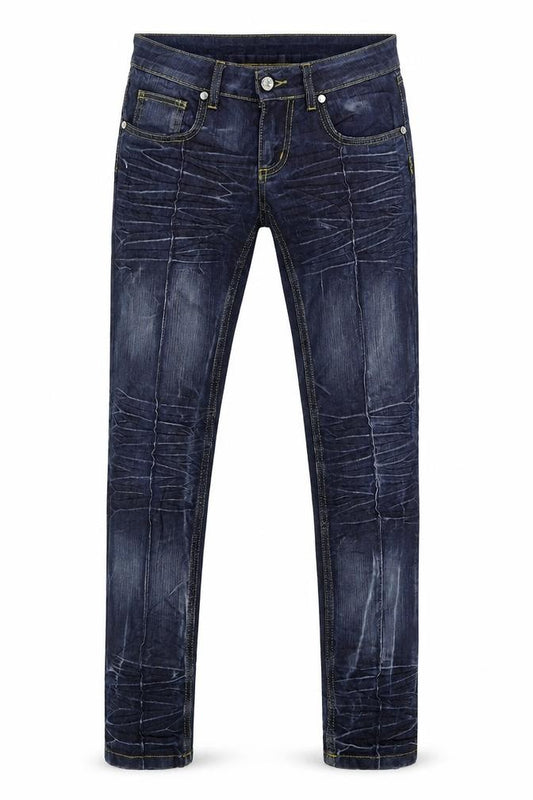 Front view of thegooll women’s blue denim skinny jeans, size UK 27, in, 30-inch leg