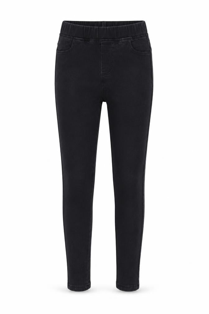 Front view of H&M girls’ black denim jegging jeans, size XL