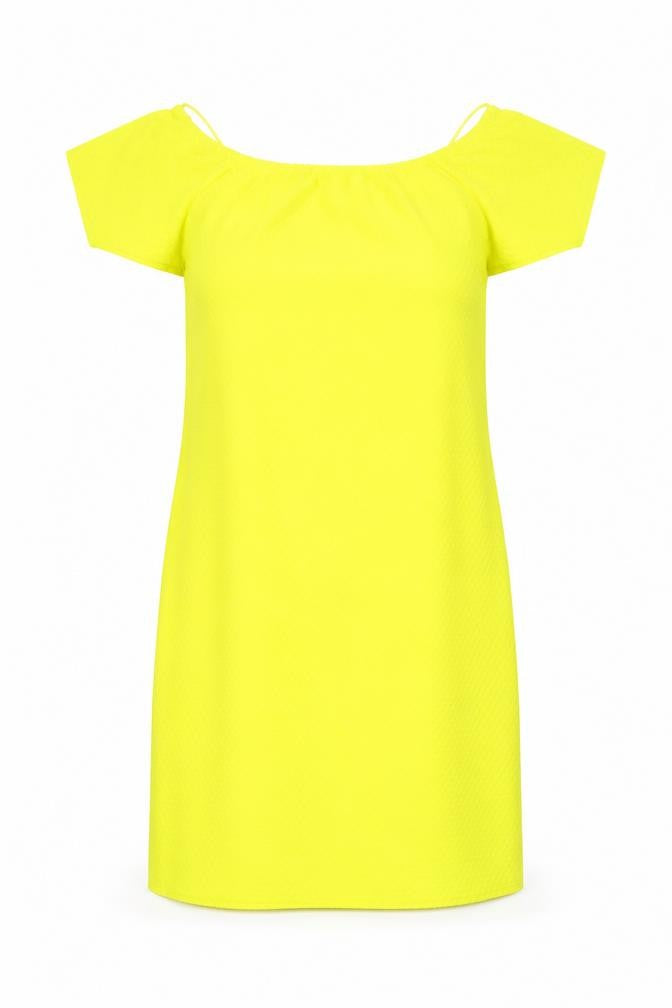 Front view of Cameo Rose women’s yellow a-line, size UK 12