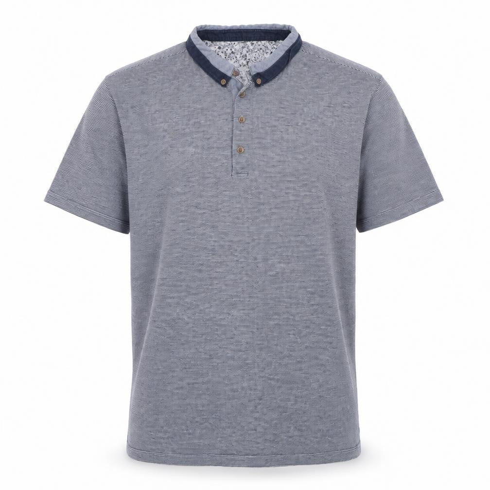 Front view of Easy men’s blue polo, size XL
