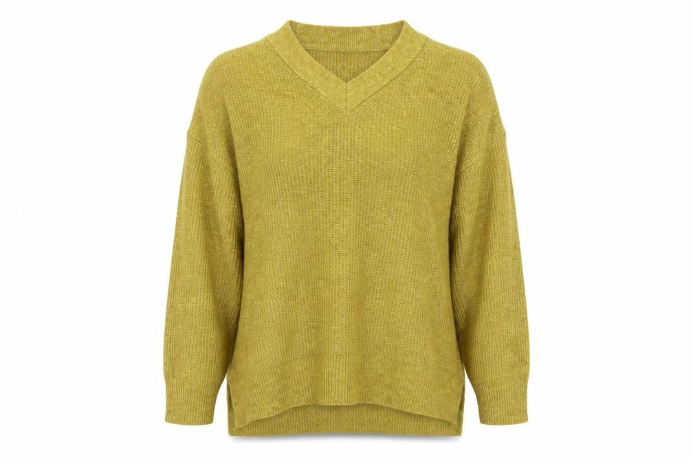 Front view of Marks & Spencer women’s yellow jumper, size L