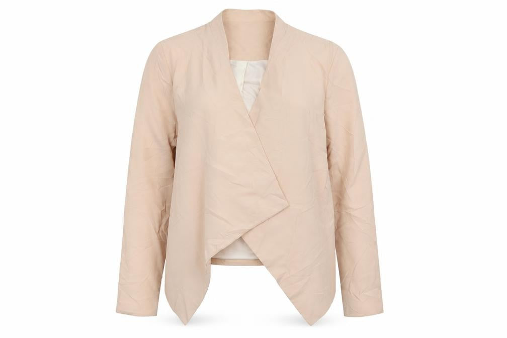 Front view of New Look women’s beige jacket blazer, size UK 12