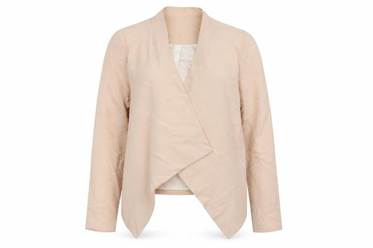 Front view of New Look women’s beige jacket blazer, size UK 12
