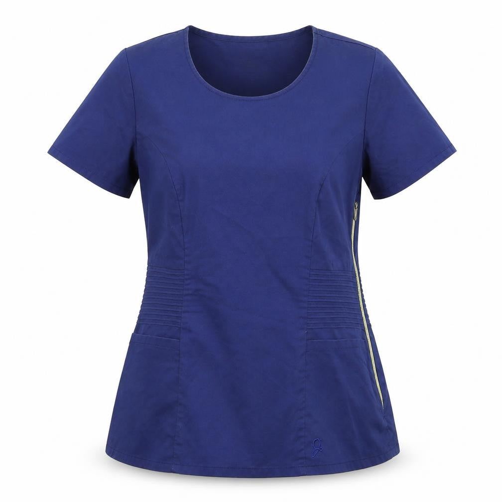 Front view of Preworn women’s blue basic t-shirt, size UK 10