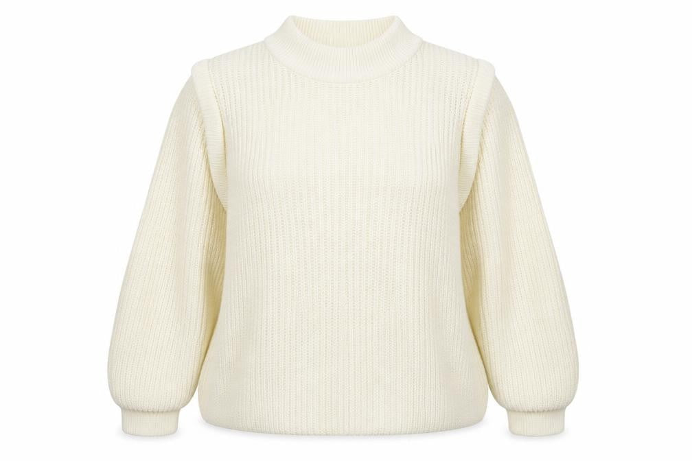 Front view of Primark women’s white knit jumper, size UK 14, - oversized