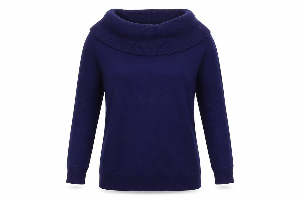 Front view of Very women’s blue knit jumper, size UK 10