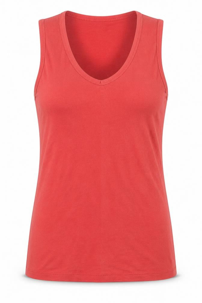 Front view of Editions women’s pink basic tank, size UK 10