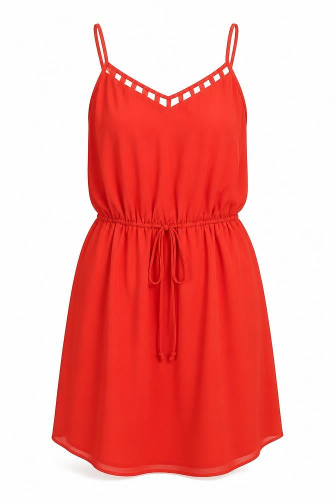 Front view of Monteau women’s red fit & flare, size S