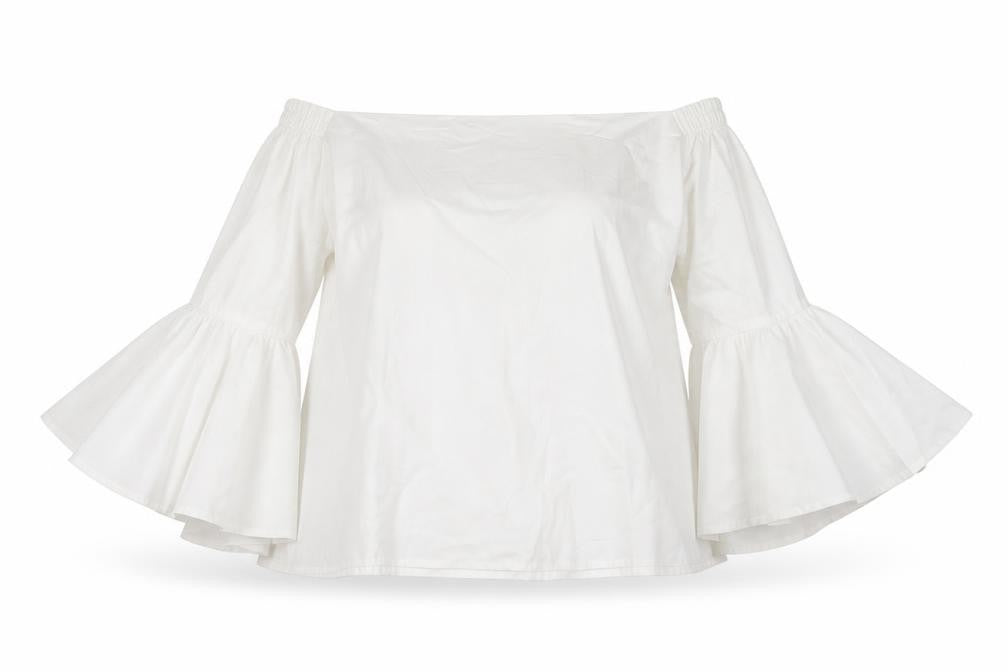 Front view of Jovonna women’s white basic blouse, size UK 10