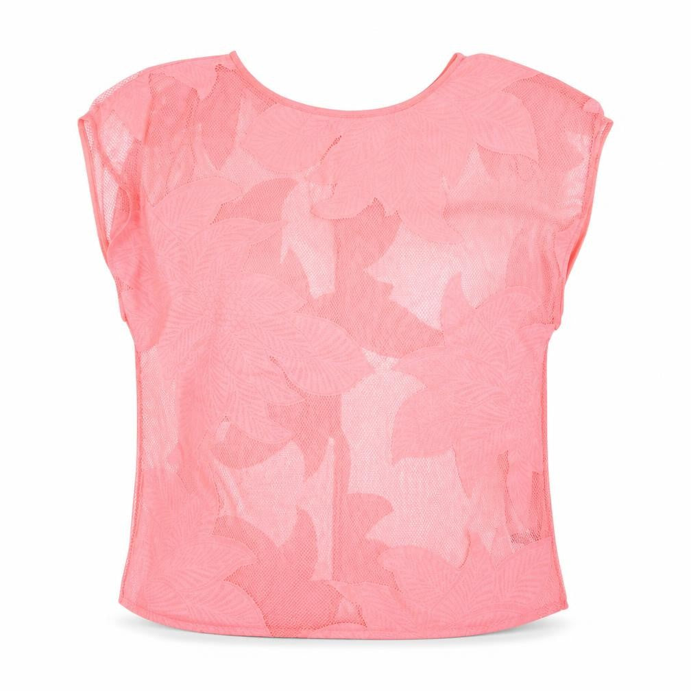 Front view of George women’s pink floral basic blouse, size XS, - sheer
