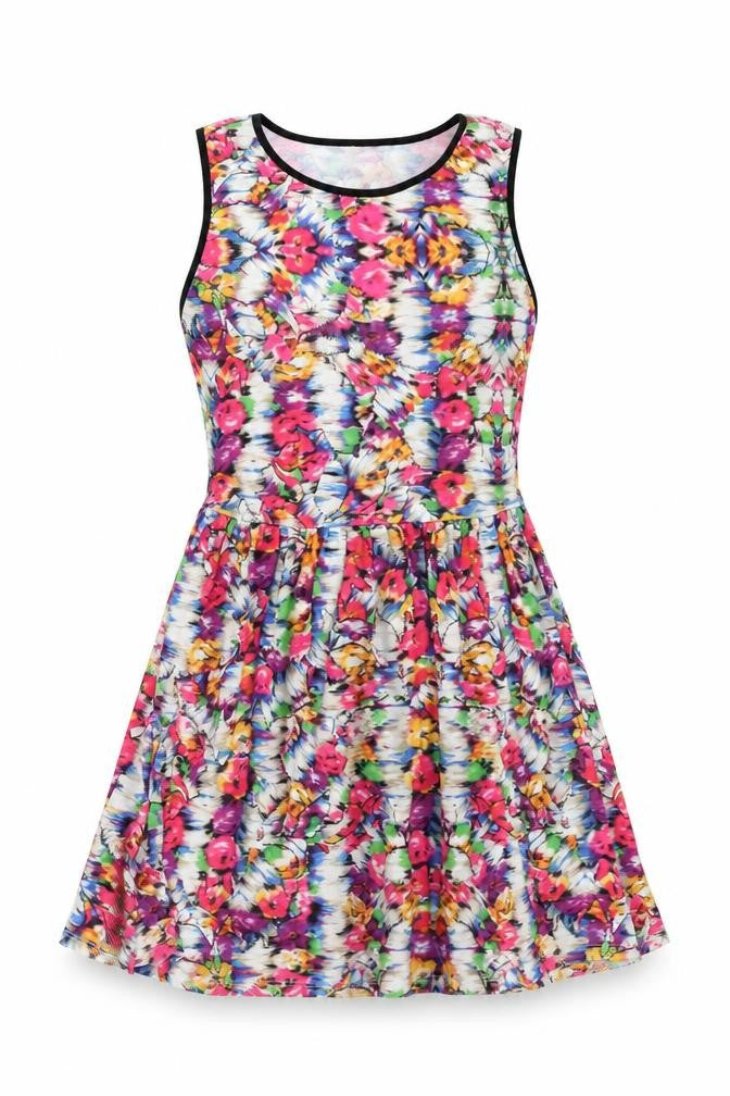 Front view of Topshop women’s multicoloured floral fit & flare, size UK 10