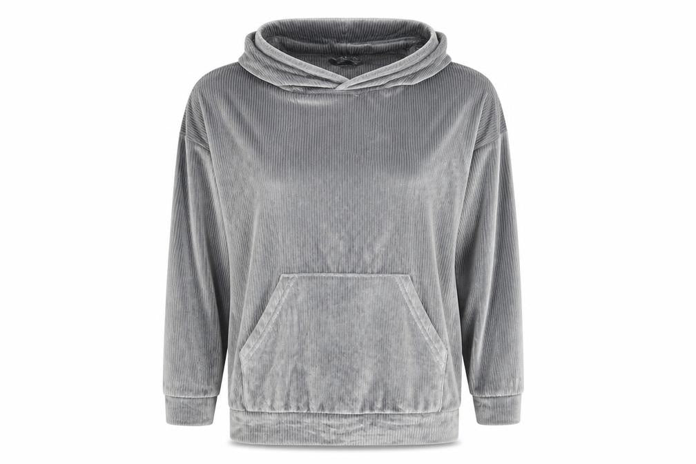 Front view of Nutmeg women’s grey striped jumper, size UK 12