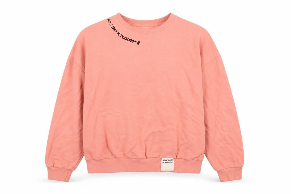 Front view of Topshop women’s pink pullover sweatshirt, size UK 10