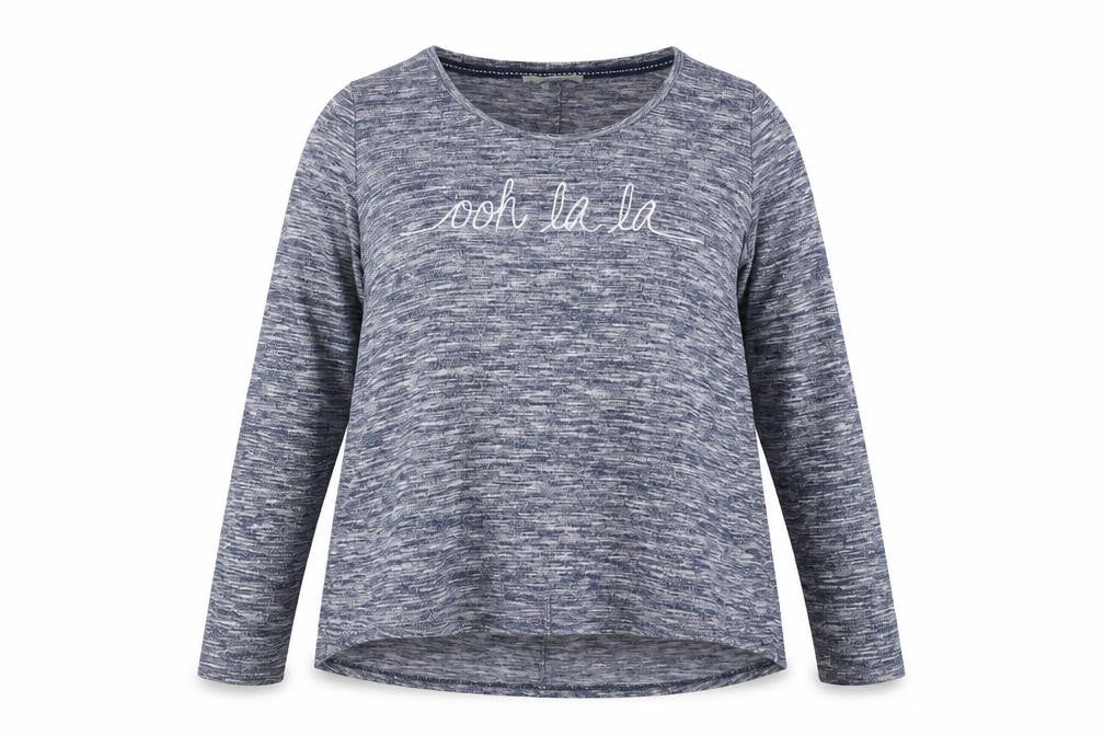 Front view of George women’s blue striped jumper, size UK 16