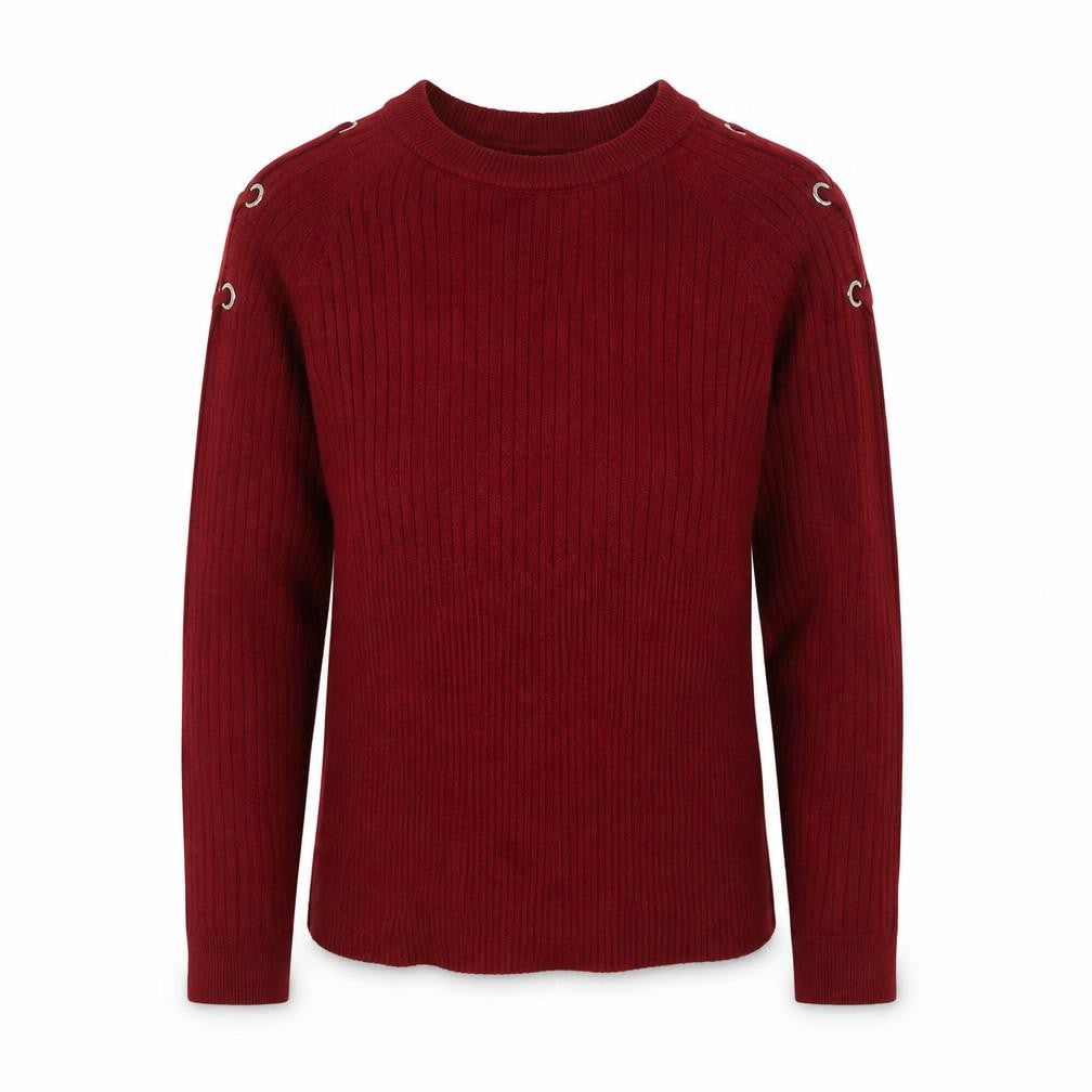 Front view of Matalan girls’ red striped jumper, size 10, years