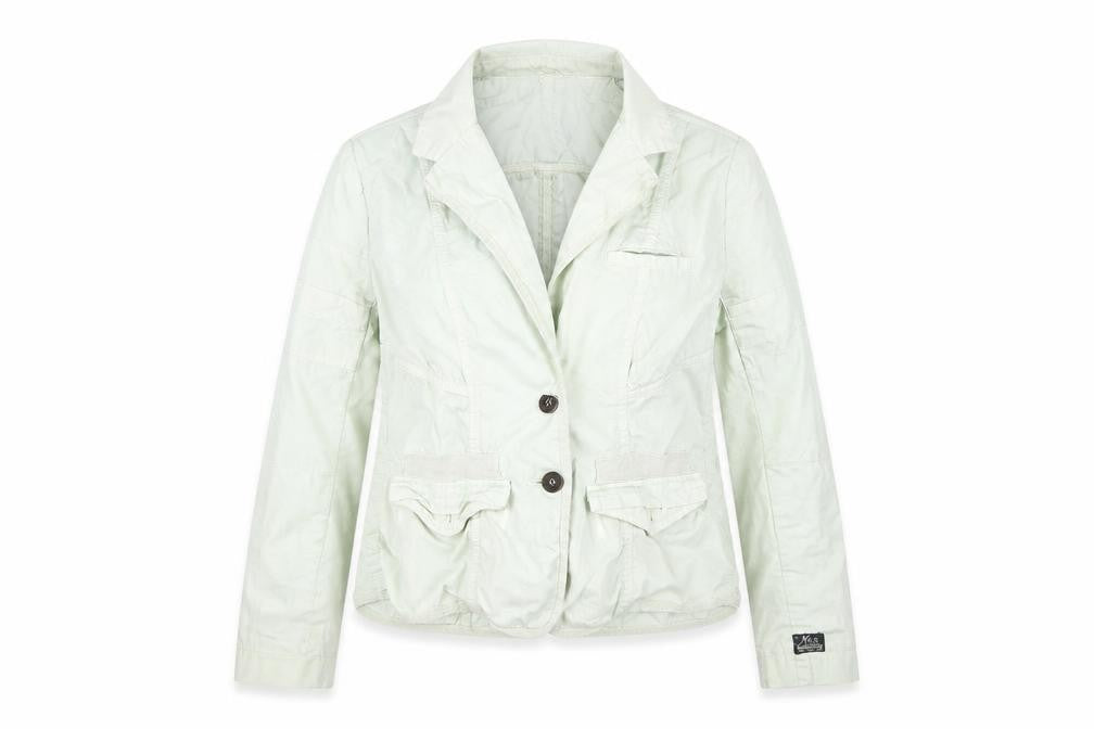 Front view of Not the same women’s green overcoat coat, size UK 16