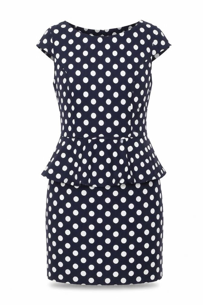 AX Paris Womens Blue Polka Dot  T-Shirt Dress  Size 8