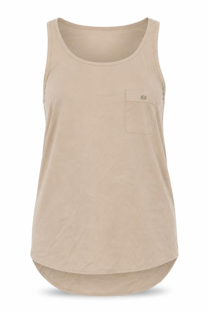 Front view of Atmosphere women’s brown basic tank, size UK 6